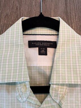 Banana Republic Slim Fit Dress Shirt - Green & White - XS